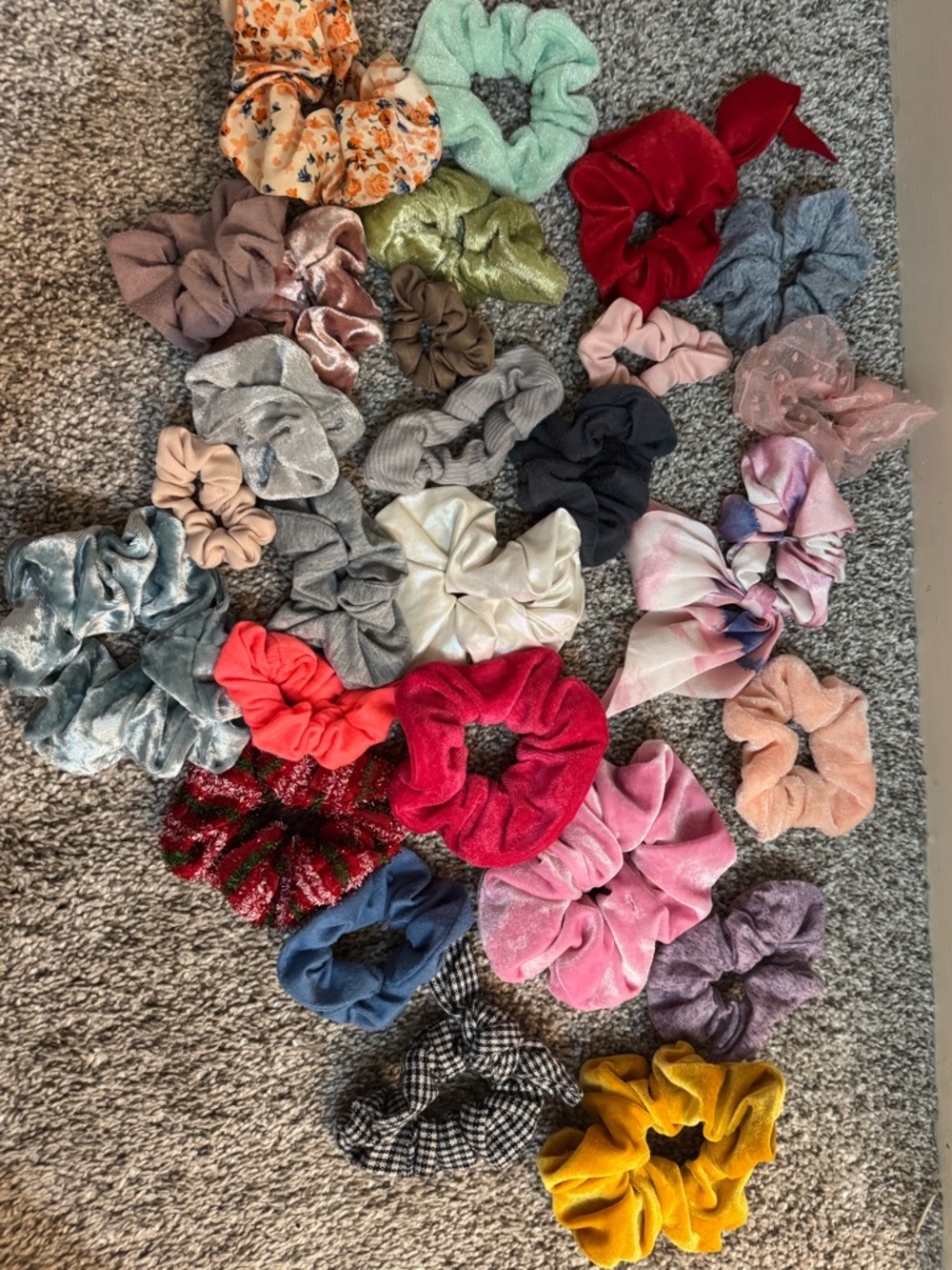 Assorted Velvet and Fabric Scrunchie Lot - Multicolor
